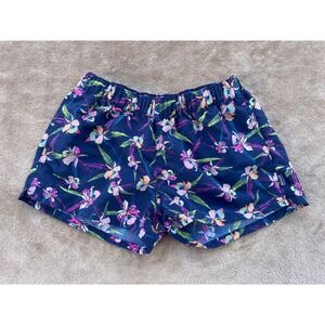 Patagonia Women's Active Floral Print Shorts - Navy Blue Athletic Casual S